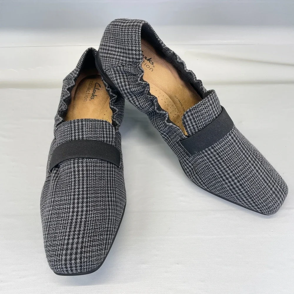 Clarks Tilmont Eve Shoes Womens Size 11 M Black Interest Textile Comfort Loafers